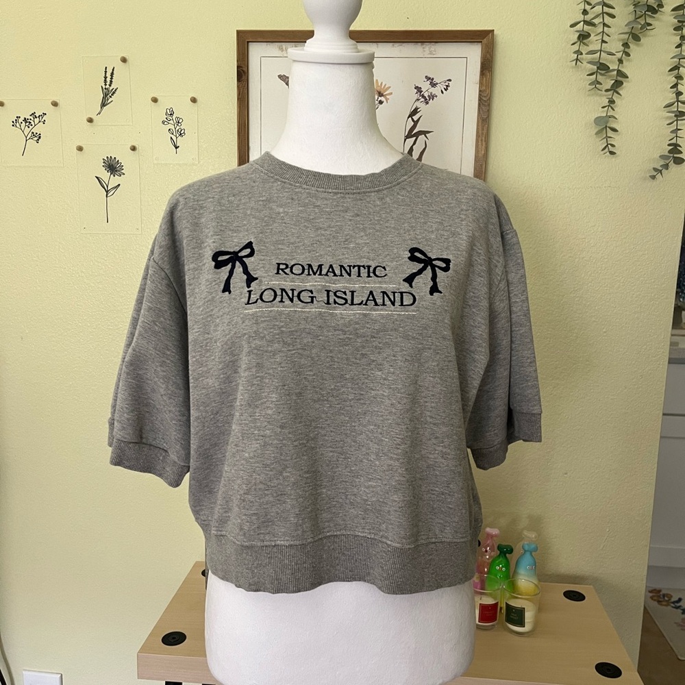 Romantic Long Island Graphic Sweatshirt Coquette Soft Girl Bow Korean Aesthetic